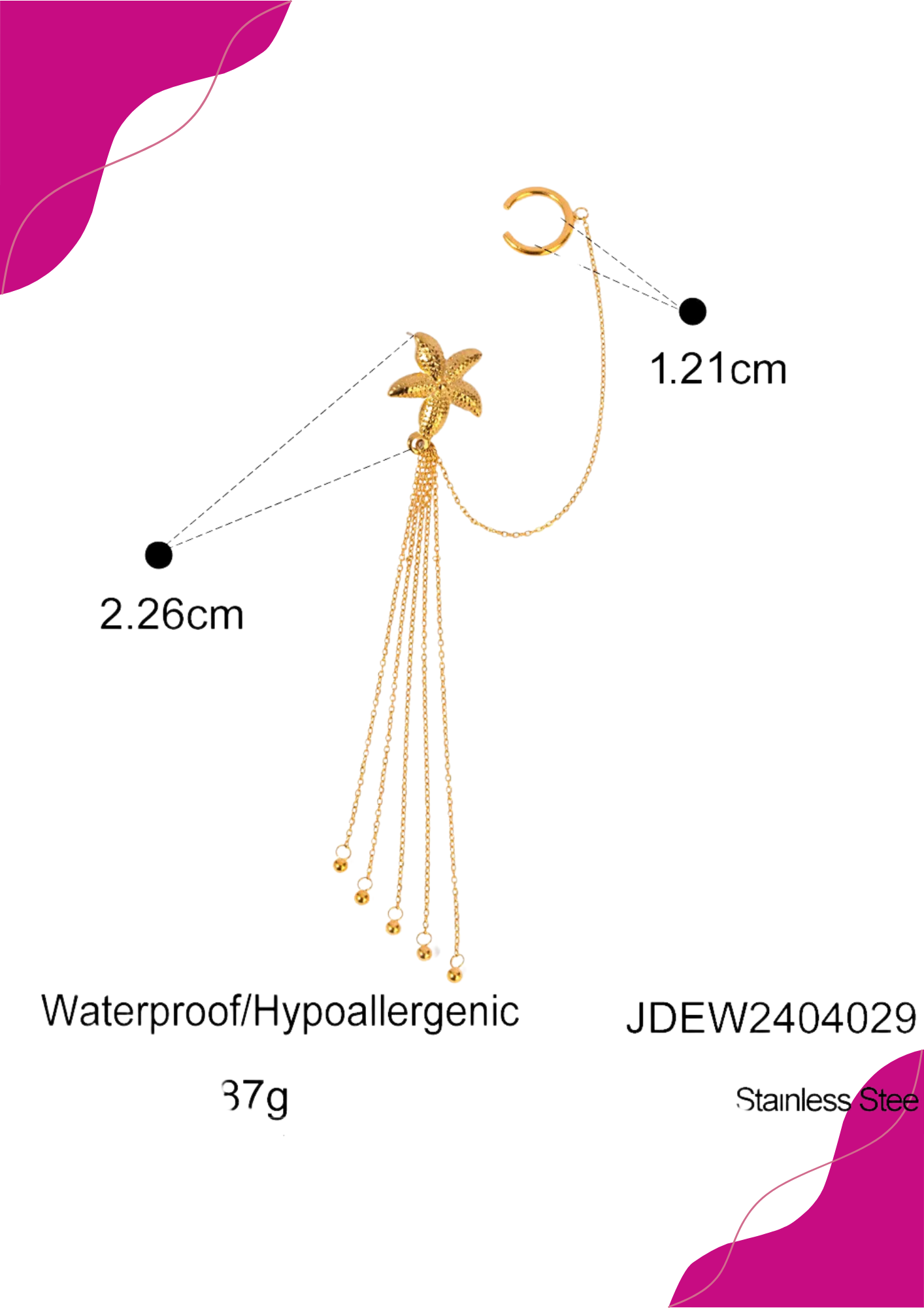 Arete Estrella Con Earcuff
